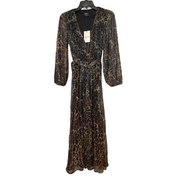 Bardot Womens Leopard Pleat Dress Size US2 Party Maxi Dress - Picture 2 of 9